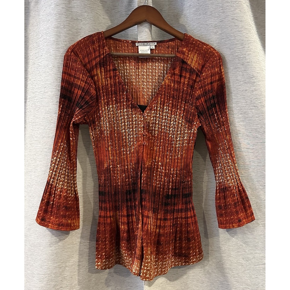 Vintage Fred David Fairycore Rustic Flare Top Size Large 90s Y2K